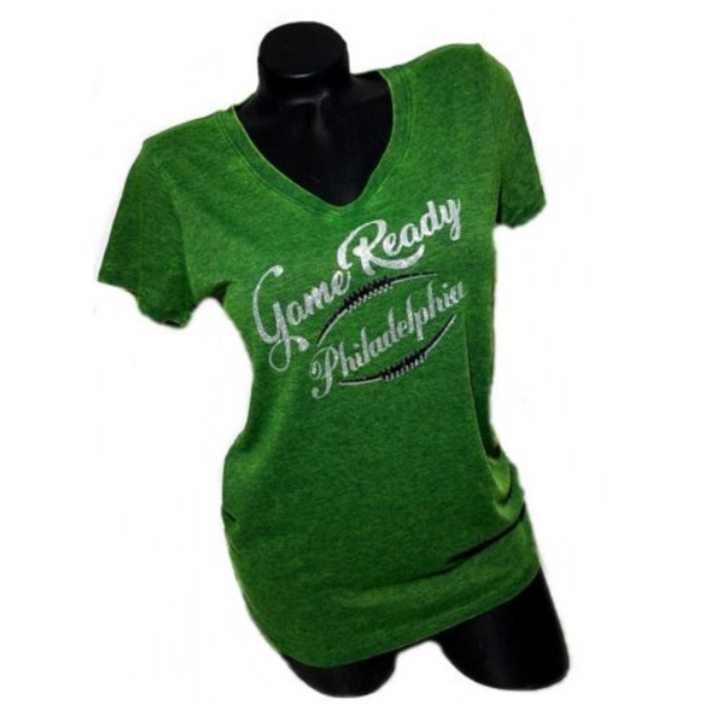 Philadelphia Eagles Game Ready! Green  V-Neck Tee.